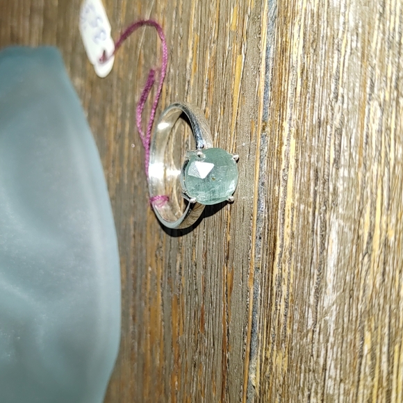 New Srerling Silver Aqua Kayanite Ring Size 7.5 - Picture 4 of 10